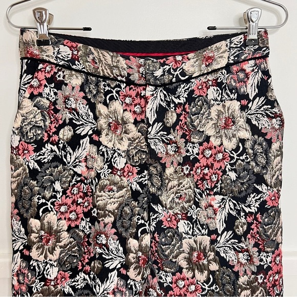 Anthropologie Maeve Jacquard Floral Metallic Slim Trousers - Picture 5 of 12